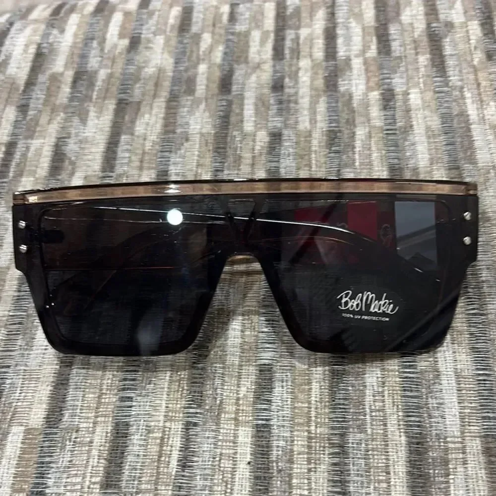 NWT Bob Mackie Brown Shield Sunglasses